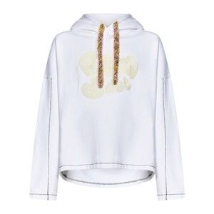 Bonsai Relaxed-Fit White Cotton Hoodie With Embroidered Logo - NWT